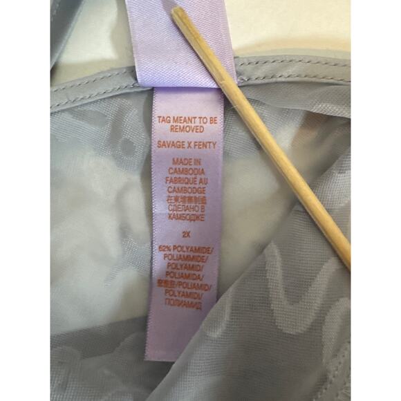 Savage X Fenty Devore Dreams  Burnt Out Velvet Sleep Sheer Gray Cami Womens 2X - Picture 9 of 9